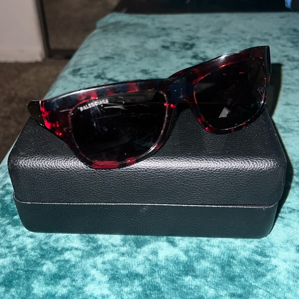 Balenciaga Men’s Red & Black Print Sunglasses